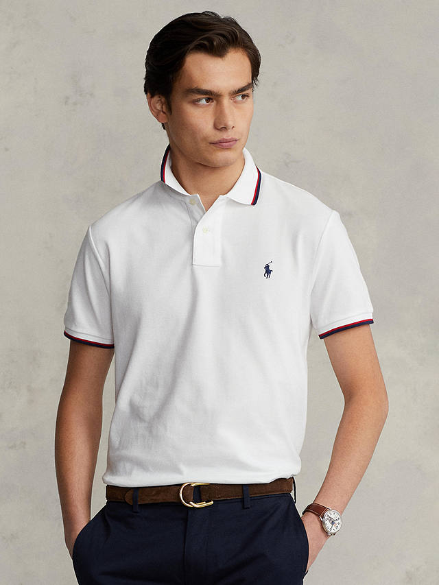 Ralph Lauren Custom Slim Fit Mesh Polo Shirt, White