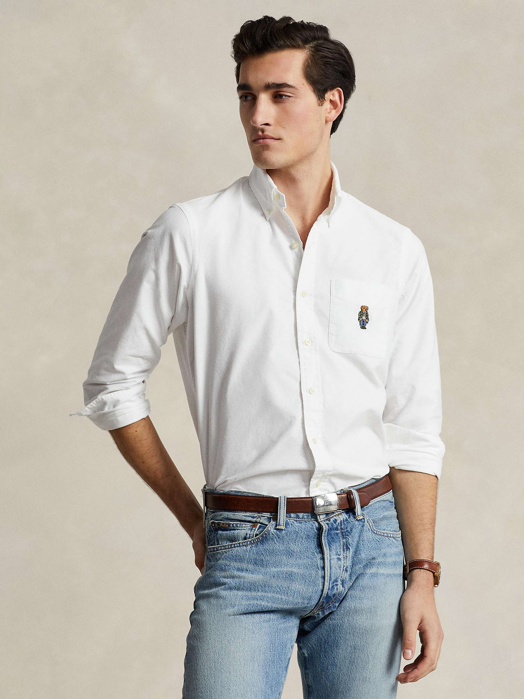Buy Ralph Lauren Custom Fit Polo Bear Oxford Shirt, White Online at johnlewis.com