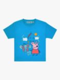 Fabric Flavours Kids' Peppa Pig House T-Shirt & Backpack Set, Bright Blue/Multi