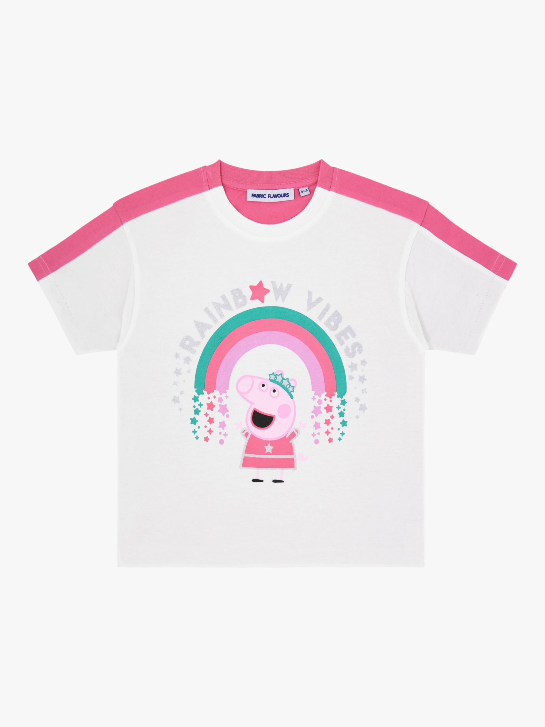 Buy Fabric Flavours Kids' Peppa Pig Rainbow T-Shirt & Shorts Set, Pink/White Online at johnlewis.com
