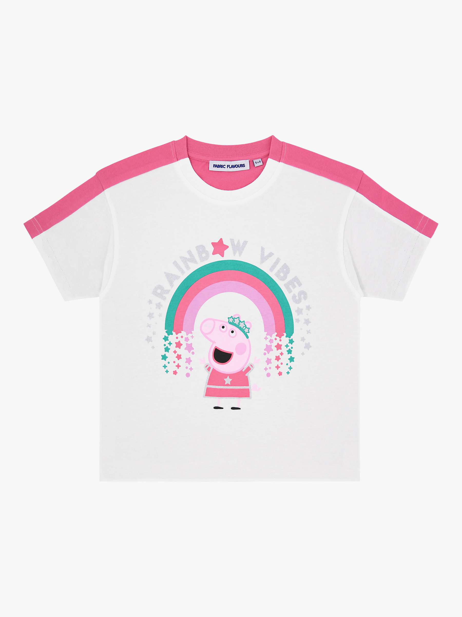 Buy Fabric Flavours Kids' Peppa Pig Rainbow T-Shirt & Shorts Set, Pink/White Online at johnlewis.com
