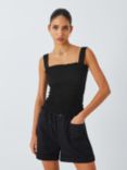 John Lewis ANYDAY Strappy Shirred Bodice Top, Black