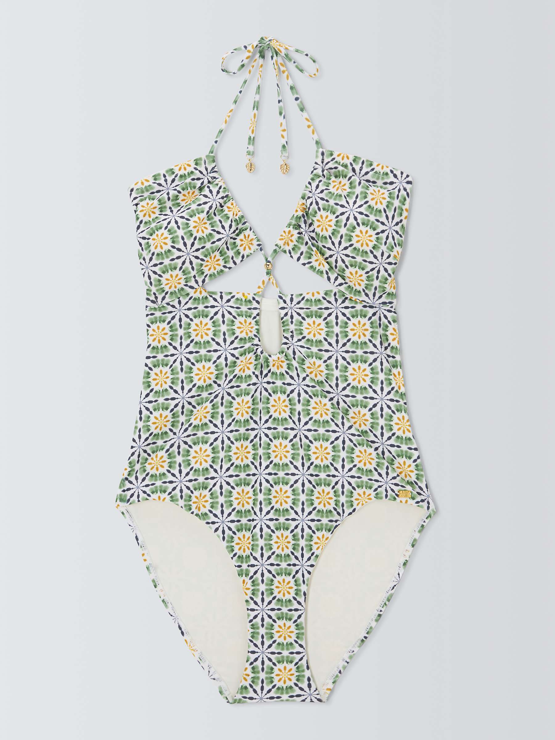 Buy AND/OR Geometric Tile Halterneck Swimsuit, Green Online at johnlewis.com