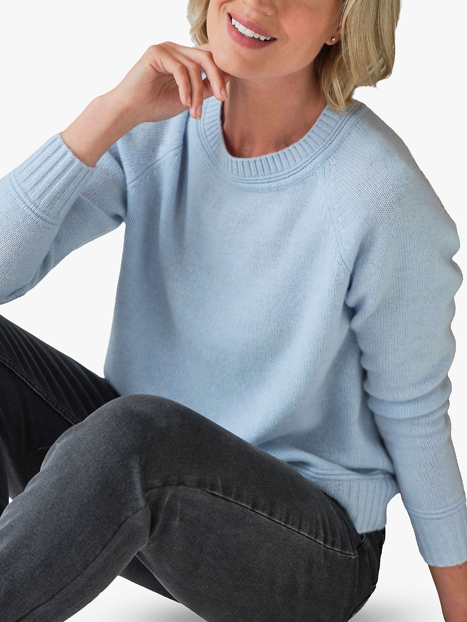 Buy Pure Collection Lofty Cashmere Rib Back Detail Jumper, Cloud Blue Online at johnlewis.com