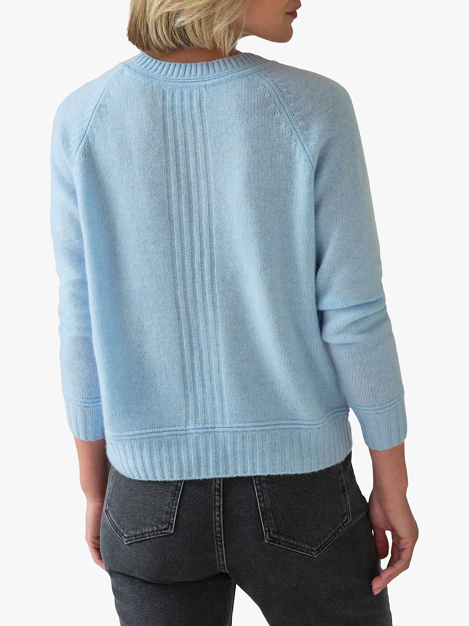 Buy Pure Collection Lofty Cashmere Rib Back Detail Jumper, Cloud Blue Online at johnlewis.com