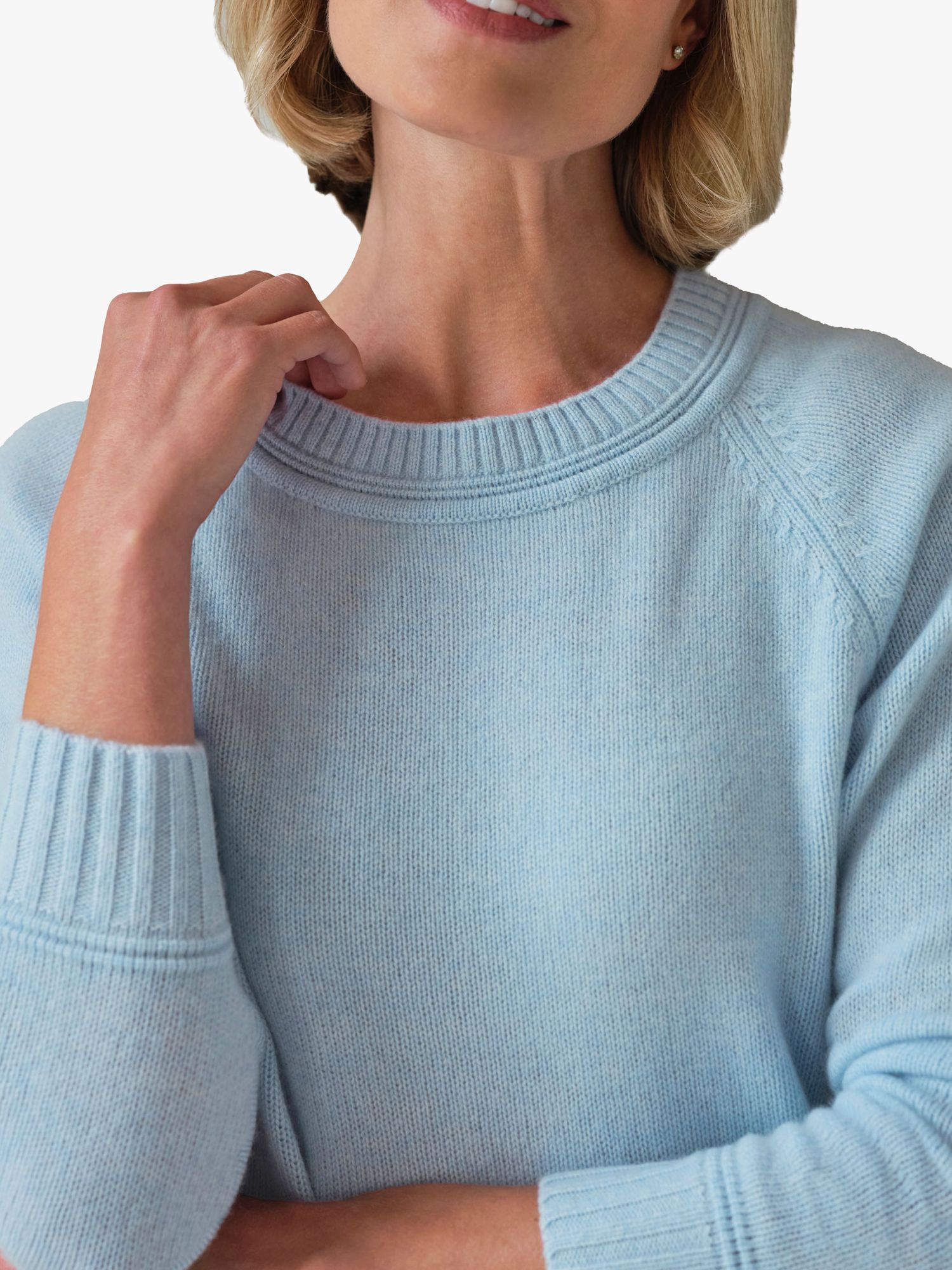 Buy Pure Collection Lofty Cashmere Rib Back Detail Jumper, Cloud Blue Online at johnlewis.com