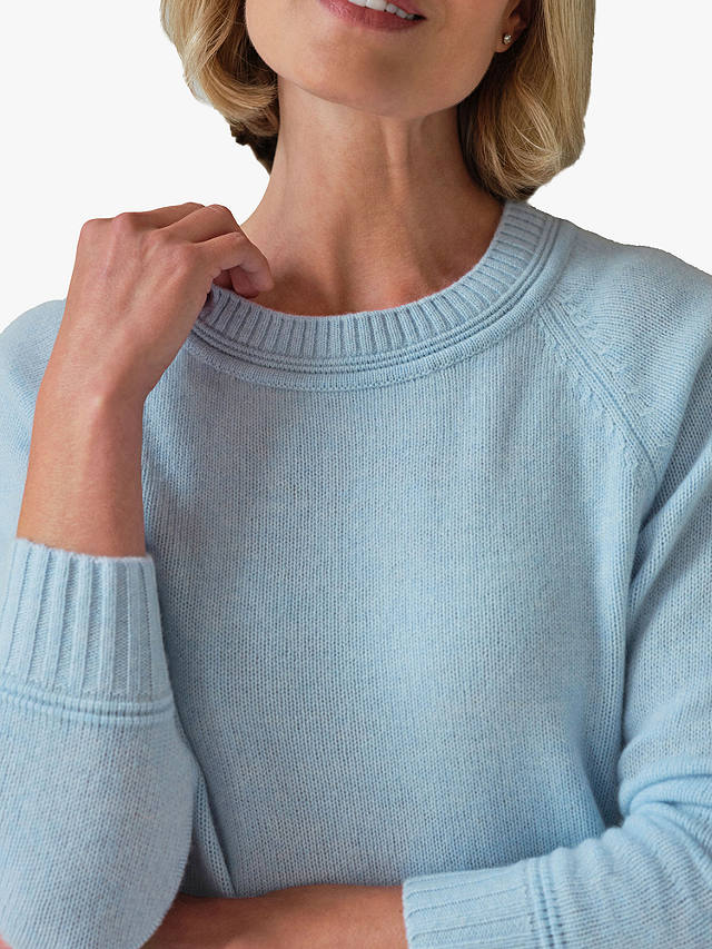 Pure Collection Lofty Cashmere Rib Back Detail Jumper, Cloud Blue