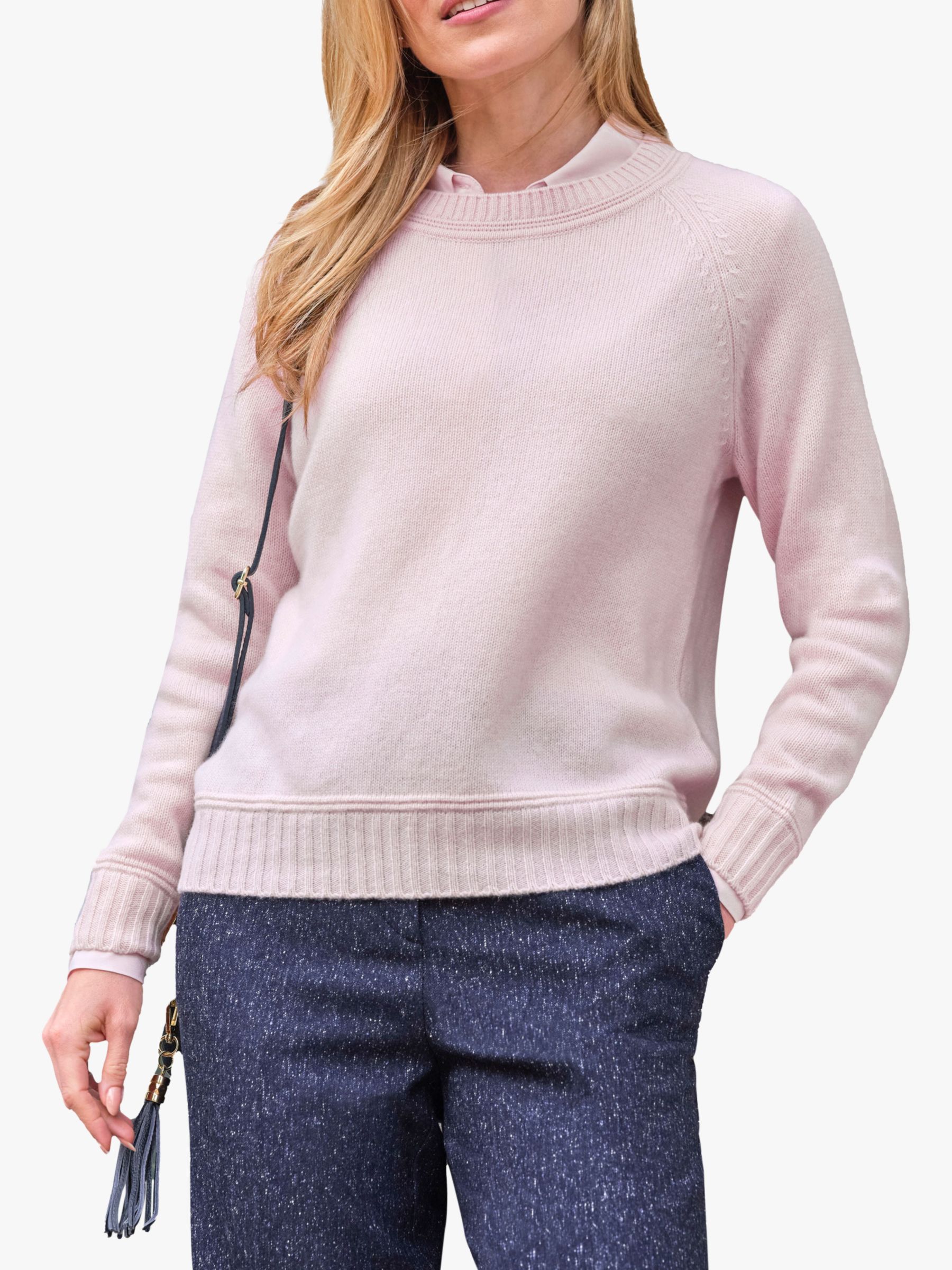 Buy Pure Collection Lofty Cashmere Raglan Sleeve Jumper, Soft Oyster Online at johnlewis.com