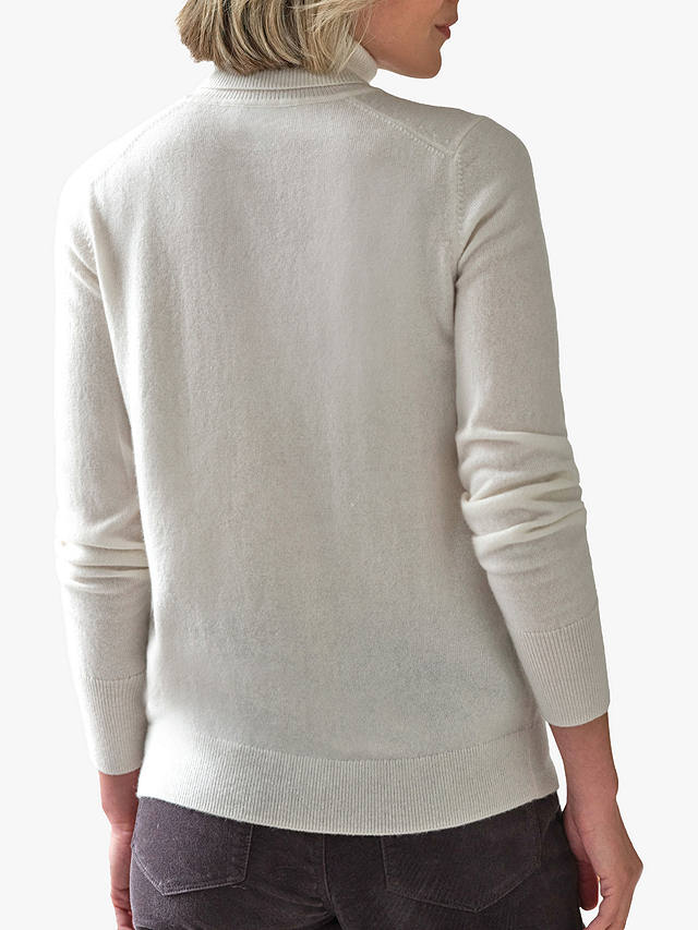 Pure Collection Cashmere Roll Neck Jumper, Soft White