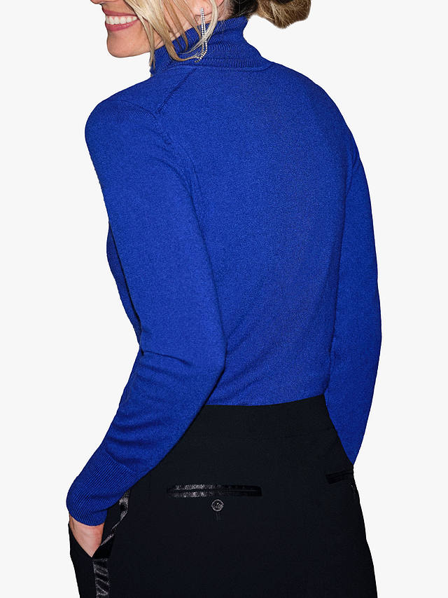 Pure Collection Cashmere Roll Neck Jumper, Deep Sapphire