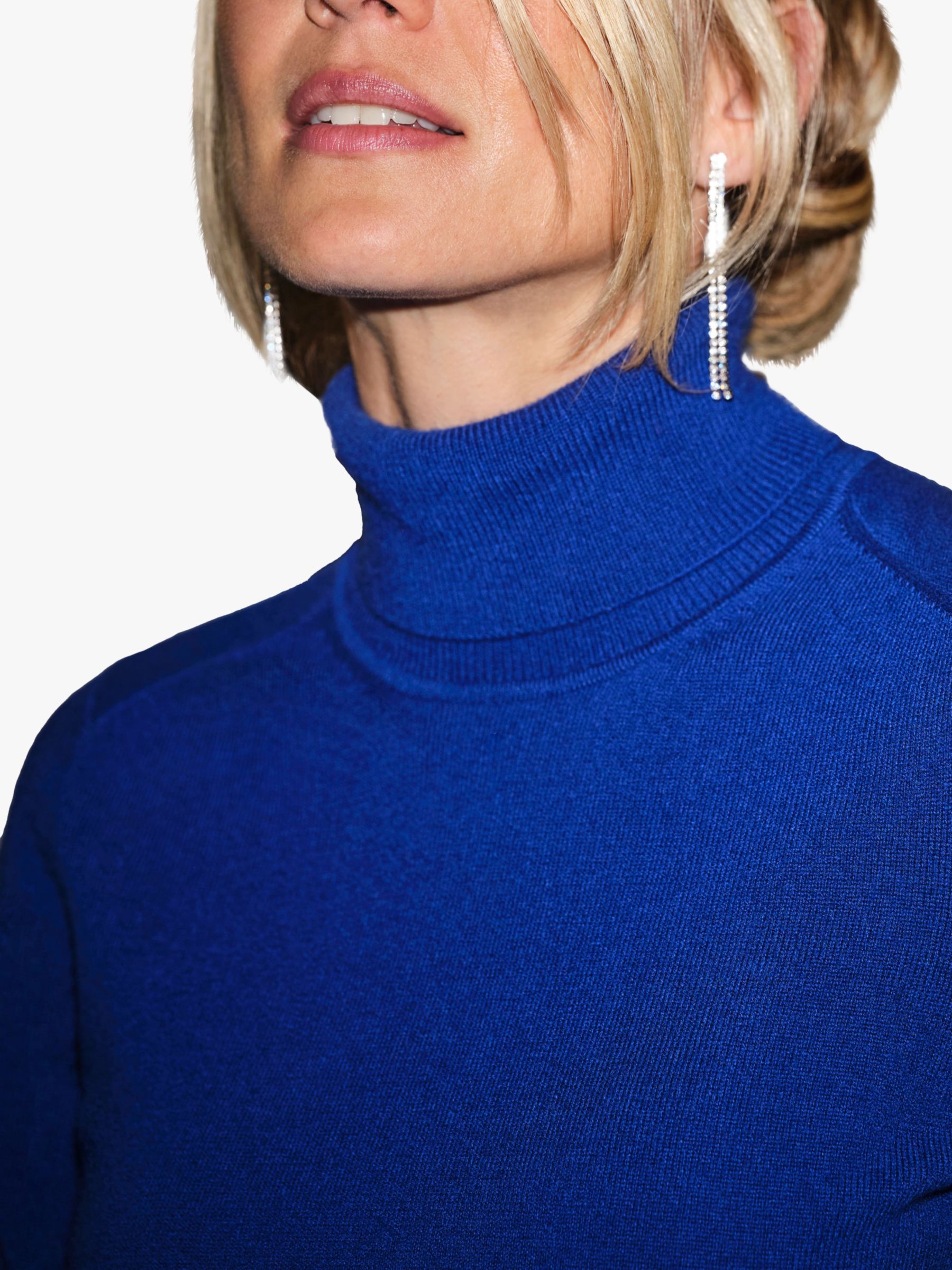 Pure Collection Cashmere Roll Neck Jumper, Deep Sapphire, 10