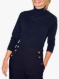 Pure Collection Cashmere Roll Neck Jumper, Navy