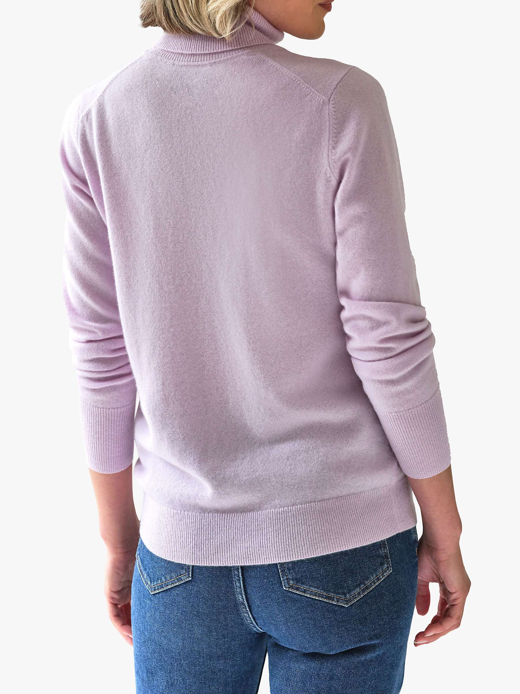 Pure Collection Cashmere Roll Neck Jumper, Wisteria at John Lewis ...