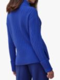 Pure Collection Wool Cashmere Blend Rib Knit Roll Neck Jumper, Cobalt