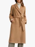 Pure Collection Luxury Wool Wrap Coat, Camel