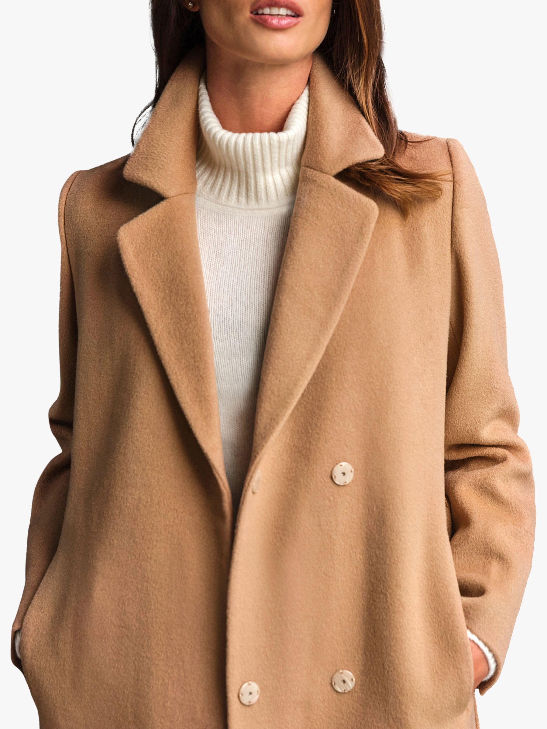 Buy Pure Collection Luxury Wool Wrap Coat, Camel Online at johnlewis.com