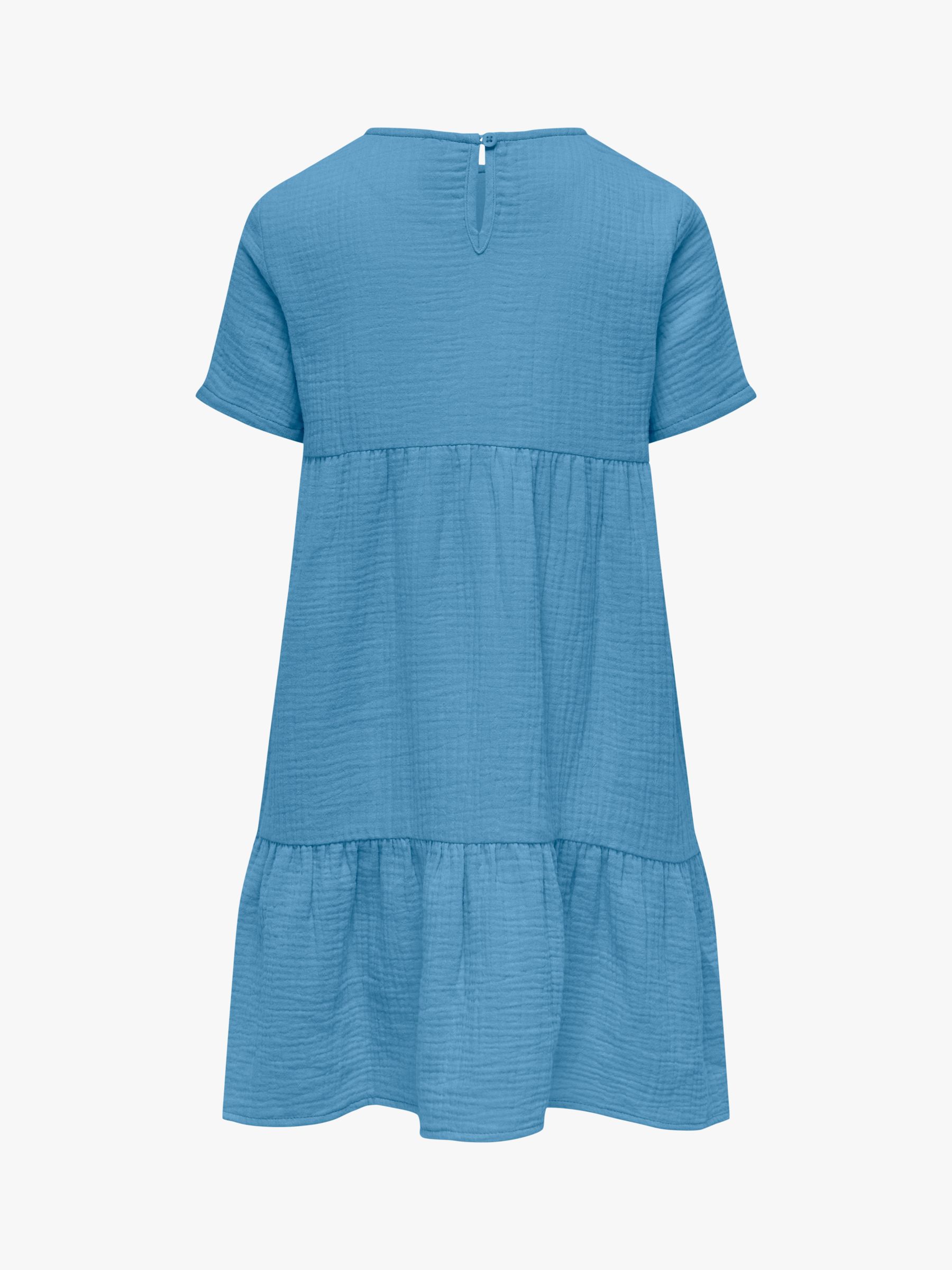 Buy KIDS ONLY Kids' Cotton Layered Short Sleeve Dress, Blissful Blue Online at johnlewis.com