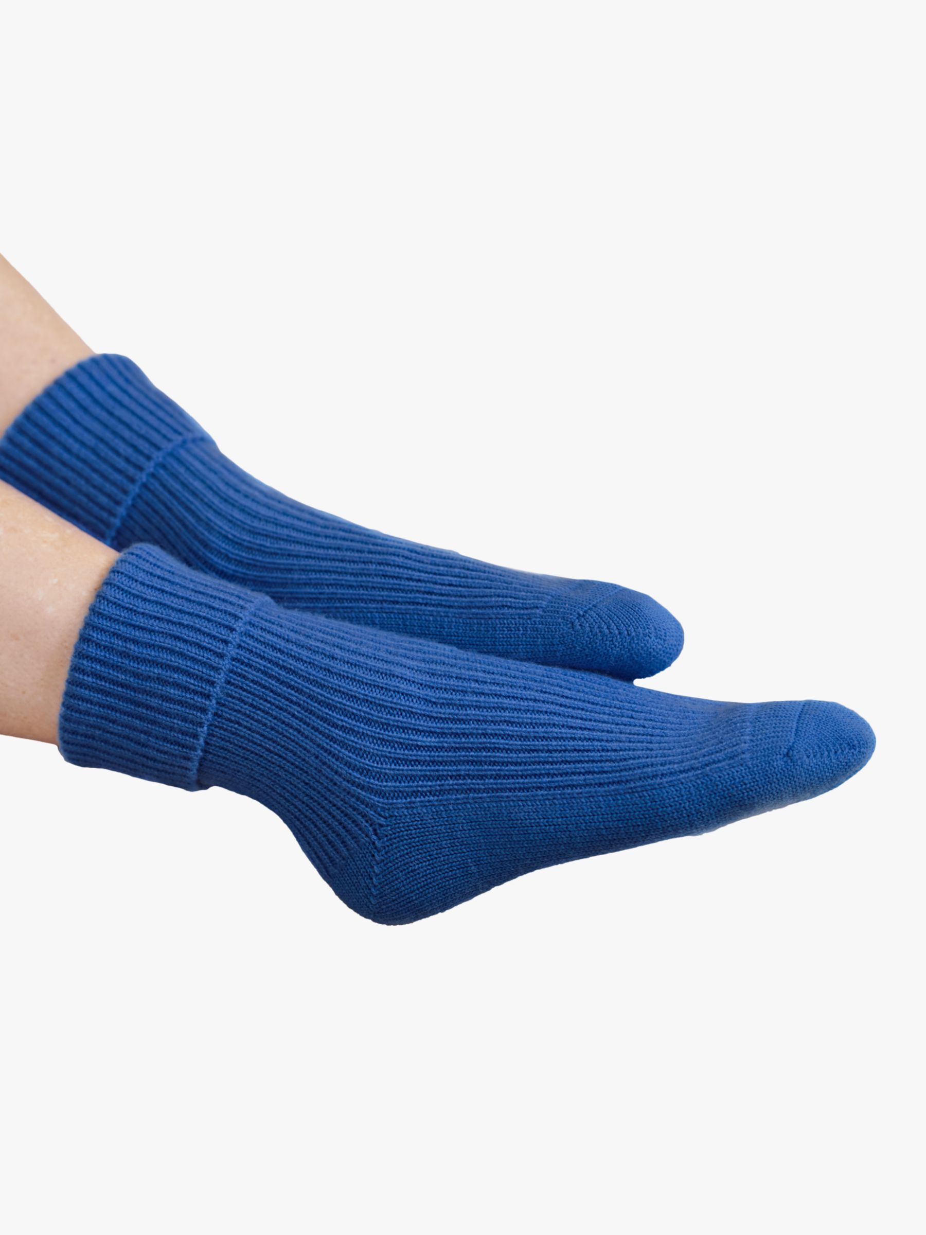 Pure Collection Ribbed Cashmere Blend Socks, Mineral at John Lewis ...