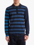 Paul Smith Organic Cotton Stripe Long Sleeve Polo Shirt, Blue
