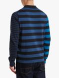 Paul Smith Organic Cotton Stripe Long Sleeve Polo Shirt, Blue, Blue