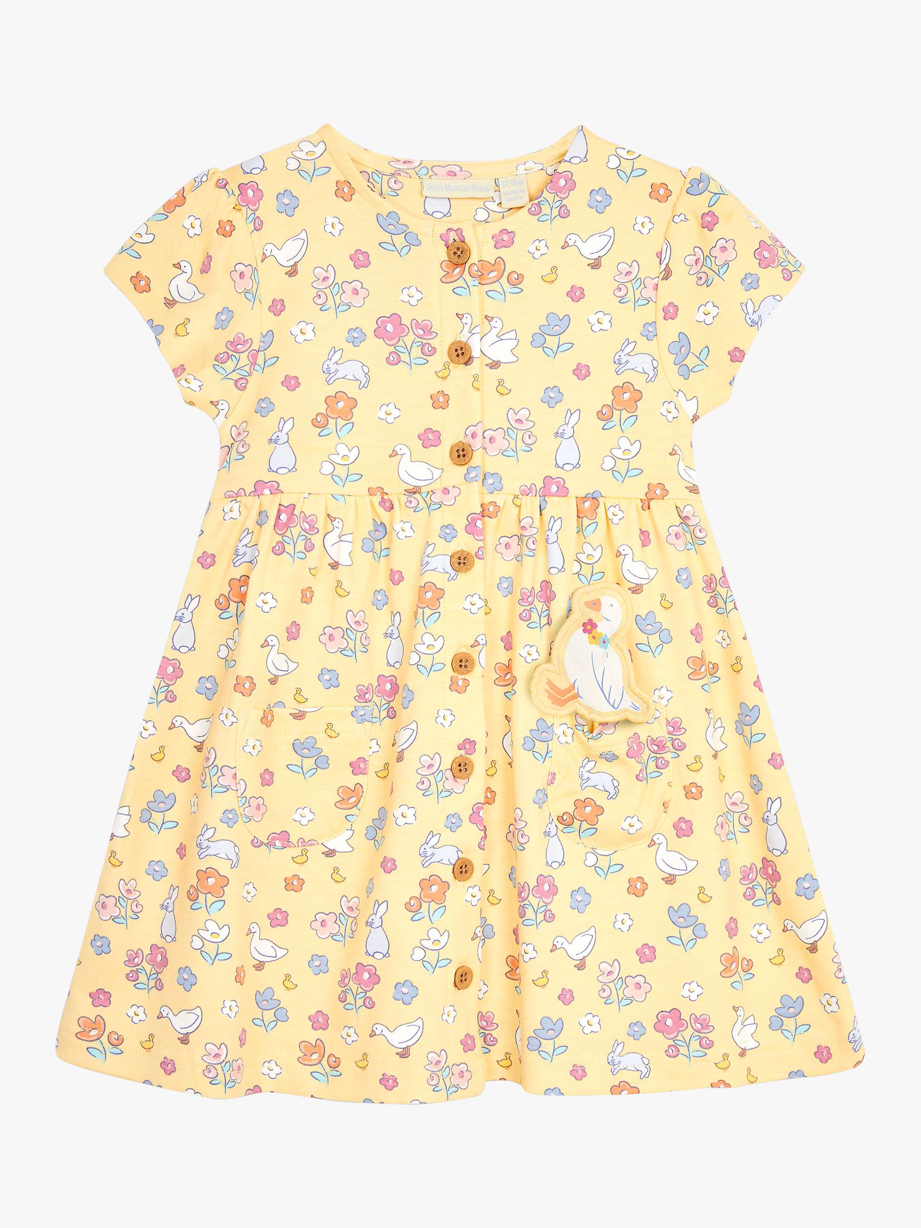Buy JoJo Maman Bébé Baby Bunny & Duck Print Dress, Yellow Online at johnlewis.com