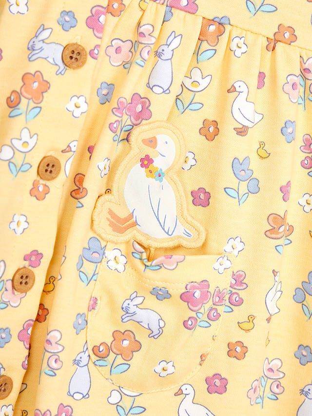 JoJo Maman Bébé Baby Bunny & Duck Print Dress, Yellow