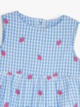 JoJo Maman Bébé Baby Embroidered Ladybird Gingham Dress, Blue, Blue