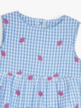 JoJo Maman Bébé Baby Embroidered Ladybird Gingham Dress, Blue