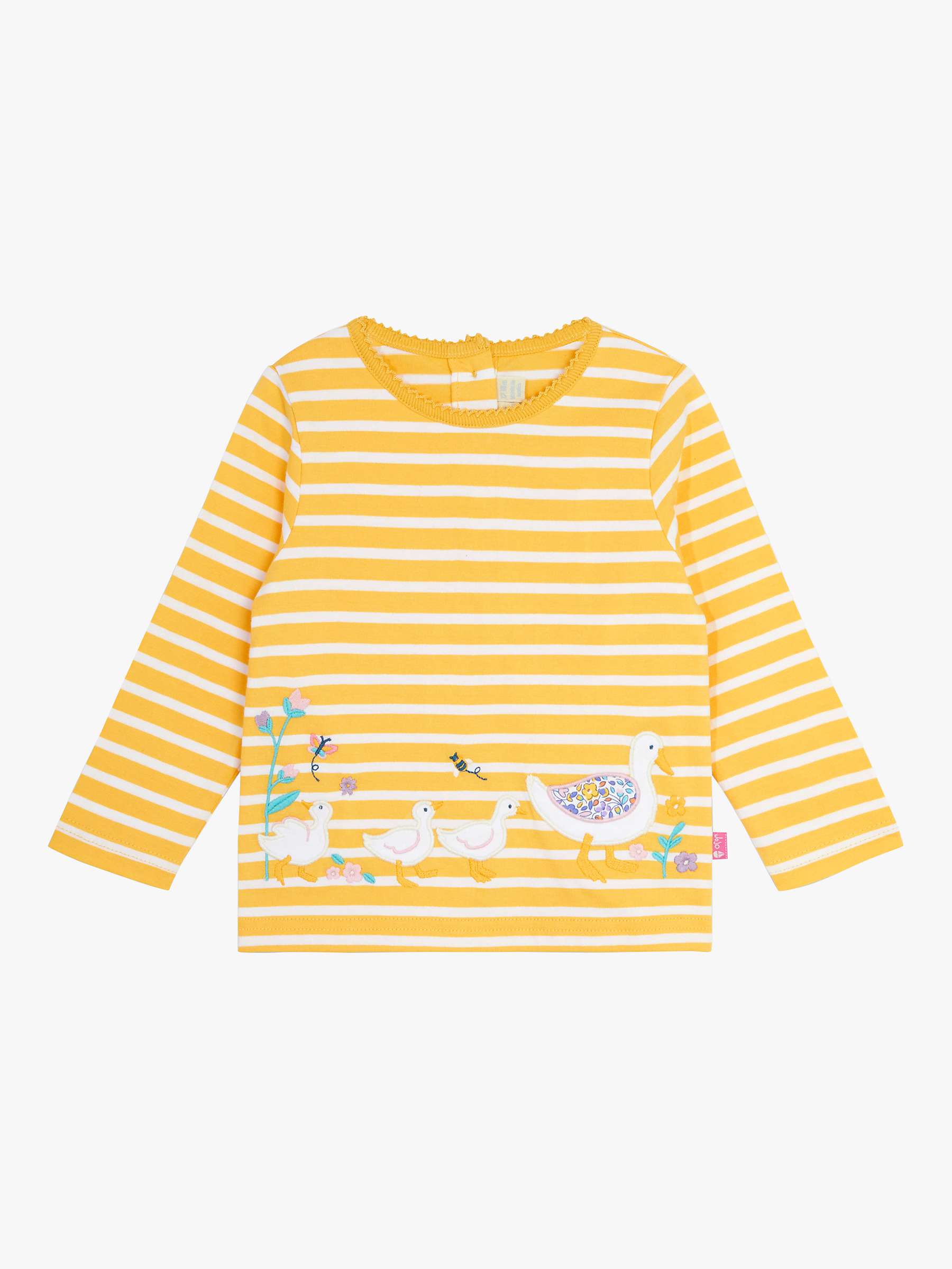 Buy JoJo Maman Bébé Baby Duck Applique Stripe Top, Yellow Online at johnlewis.com