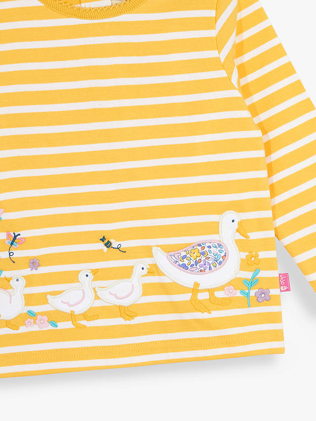 JoJo Maman Bébé Baby Duck Applique Stripe Top, Yellow