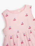 JoJo Maman Bébé Baby Cherry Stripe Seersucker Dress, Pink, Pink