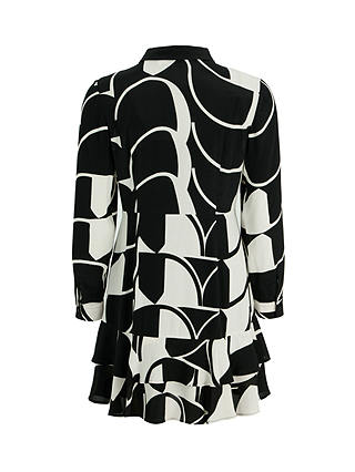 Mint Velvet Geometric Print Shirt Mini Dress, Ivory/Black
