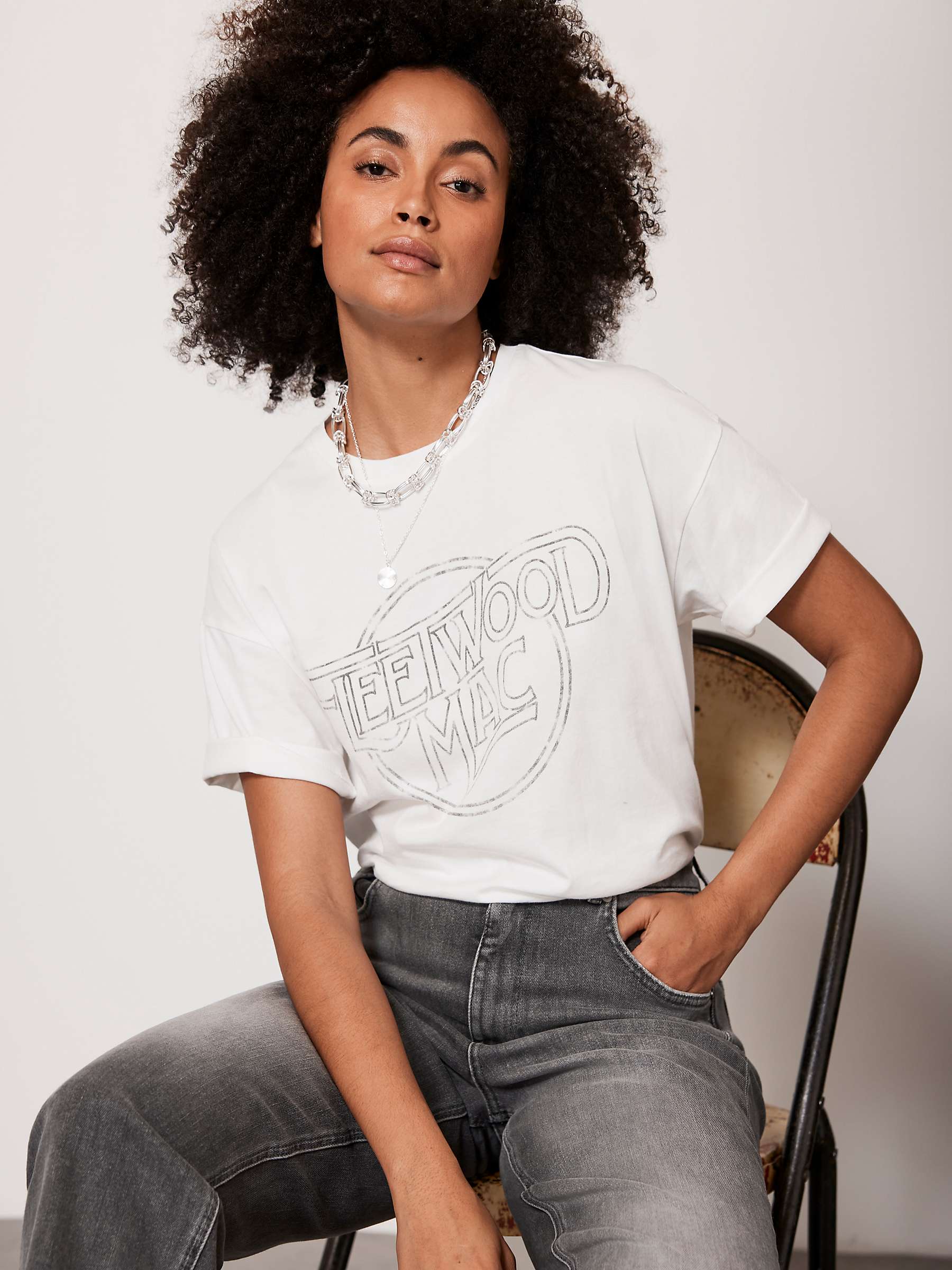 Buy Mint Velvet Cotton Fleetwood Mac T-Shirt, White Online at johnlewis.com