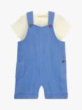 JoJo Maman Bébé Baby Cotton Cheesecloth Bodysuit & Dungaree Shorts Set, Denim