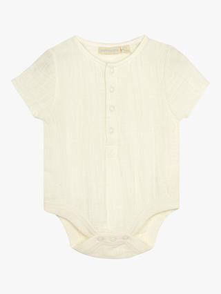 JoJo Maman Bébé Baby Cotton Cheesecloth Bodysuit & Dungaree Shorts Set, Denim