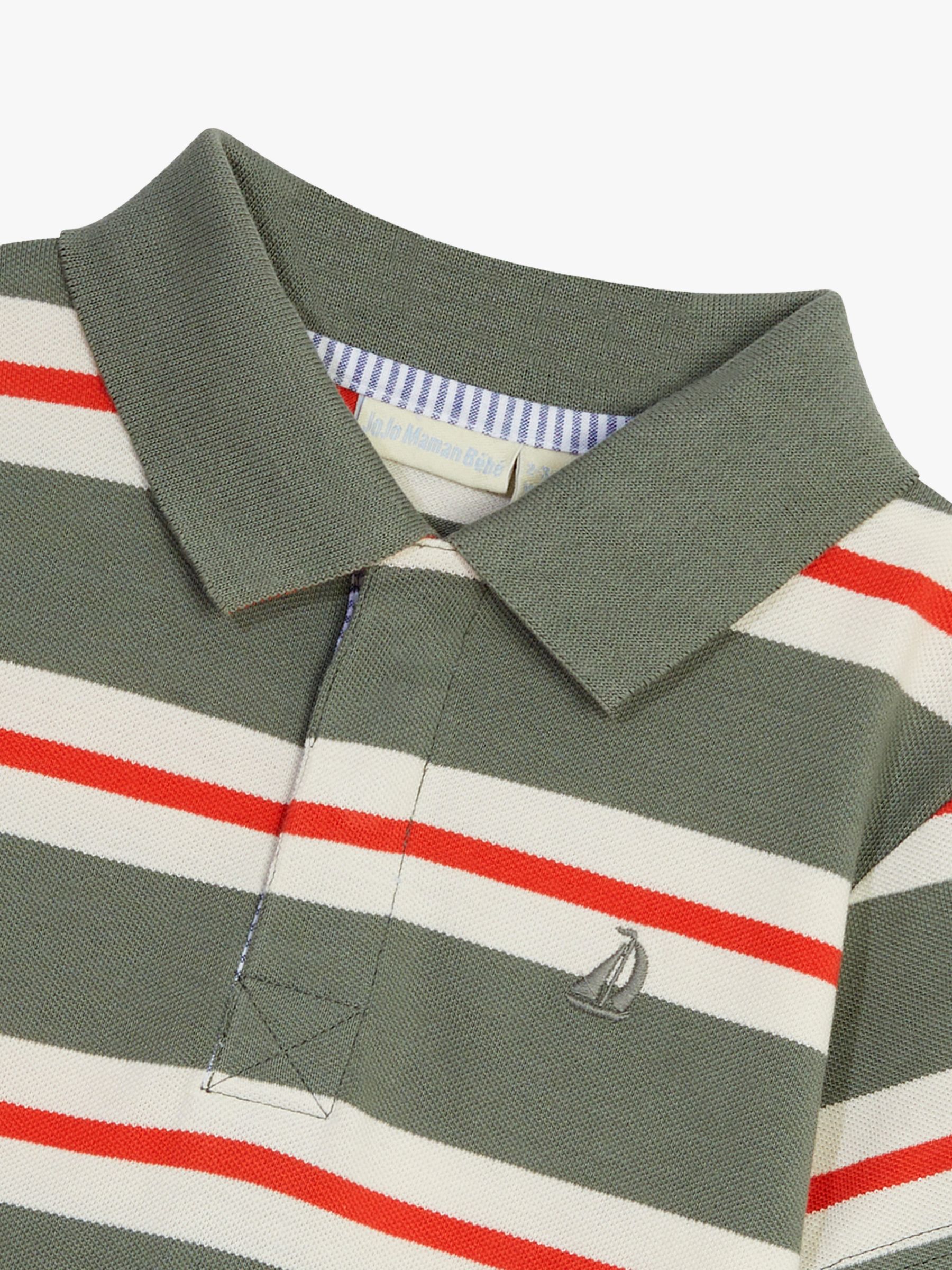 Buy JoJo Maman Bébé Baby Stripe Polo Shirt, Khaki Online at johnlewis.com