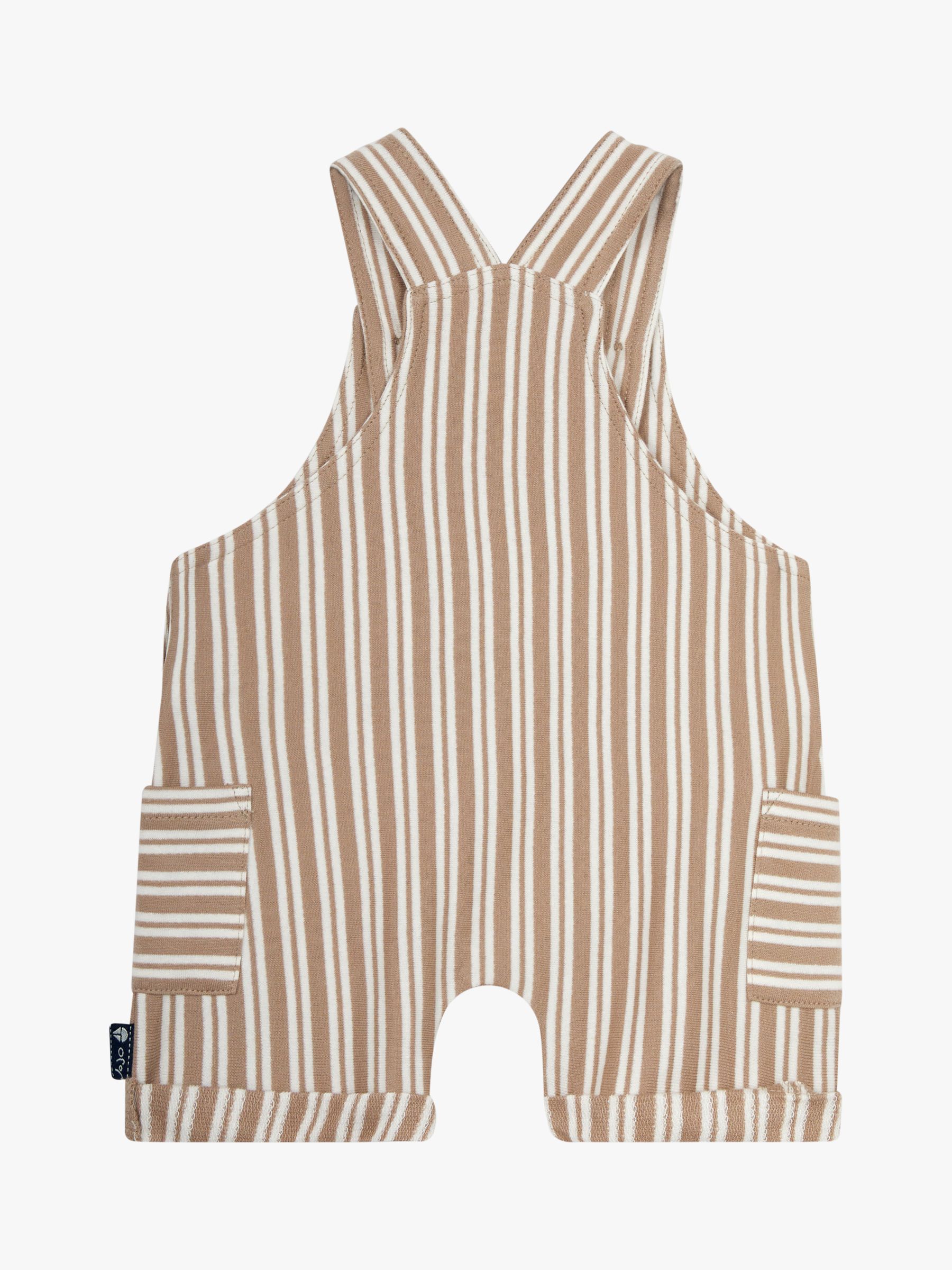 Buy JoJo Maman Bébé Baby Stripe Dungarees & T-Shirt Set, Stone Online at johnlewis.com