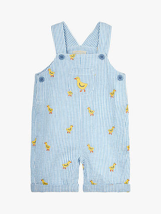 JoJo Maman Bébé Baby Chicks Embroidered Stripe Dungarees & Bodysuit Set, Blue/Multi
