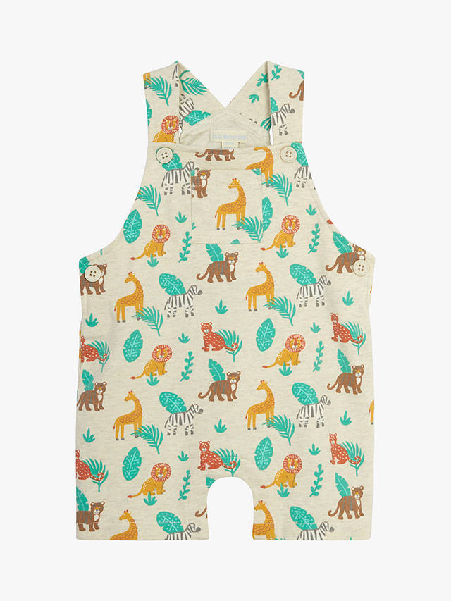 JoJo Maman Bébé Baby Safari Print Dungarees & T-Shirt Set, Natural/Multi