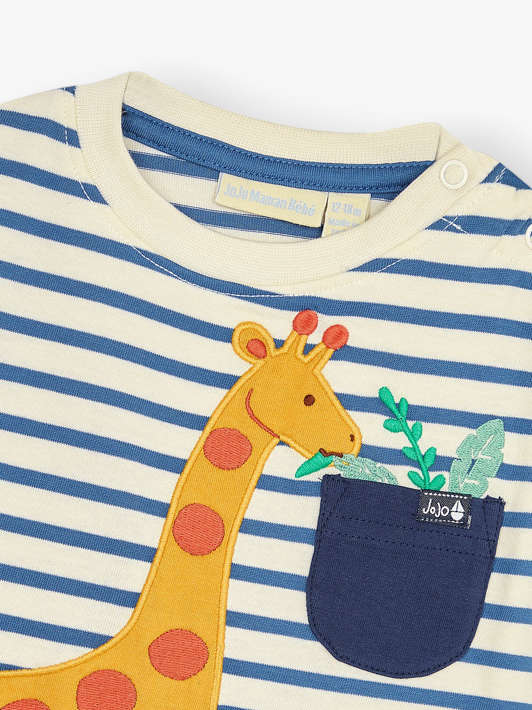 Buy JoJo Maman Bébé Baby Giraffe Appliqué Stripe T-Shirt & Shorts Set, Navy/Multi Online at johnlewis.com