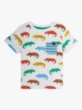 JoJo Maman Bébé Baby Crocodile Print T-Shirt, White/Multi, White/Multi
