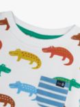 JoJo Maman Bébé Baby Crocodile Print T-Shirt, White/Multi, White/Multi