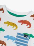 JoJo Maman Bébé Baby Crocodile Print T-Shirt, White/Multi