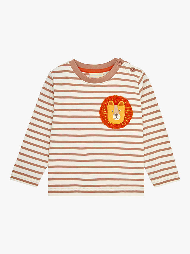 JoJo Maman Bébé Baby Lion Pocket Stripe Top, Ecru/Multi
