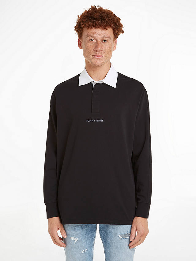 Tommy Jeans Classic Long Sleeve Rugby Top, Black