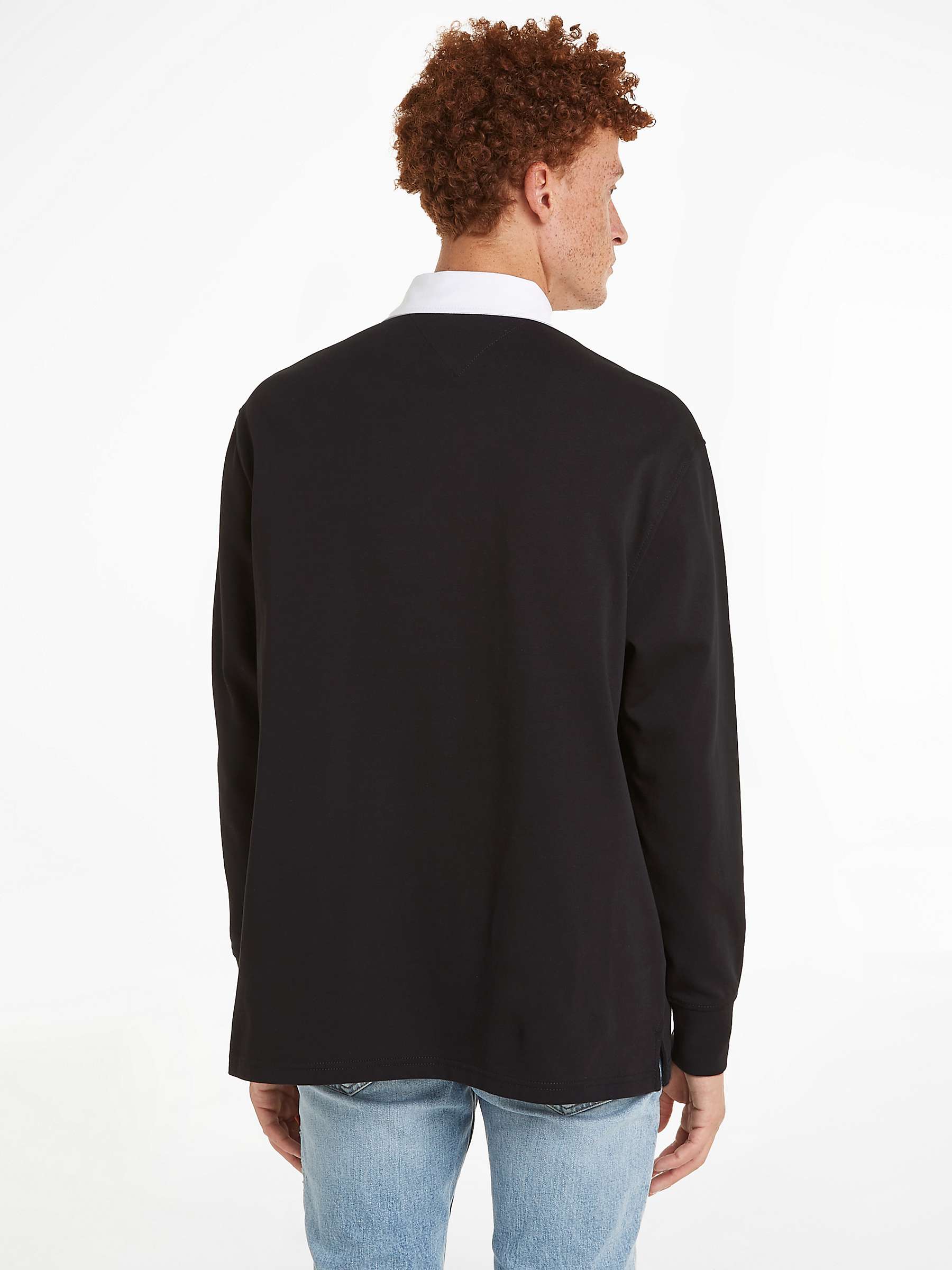 Buy Tommy Jeans Classic Long Sleeve Rugby Top, Black Online at johnlewis.com