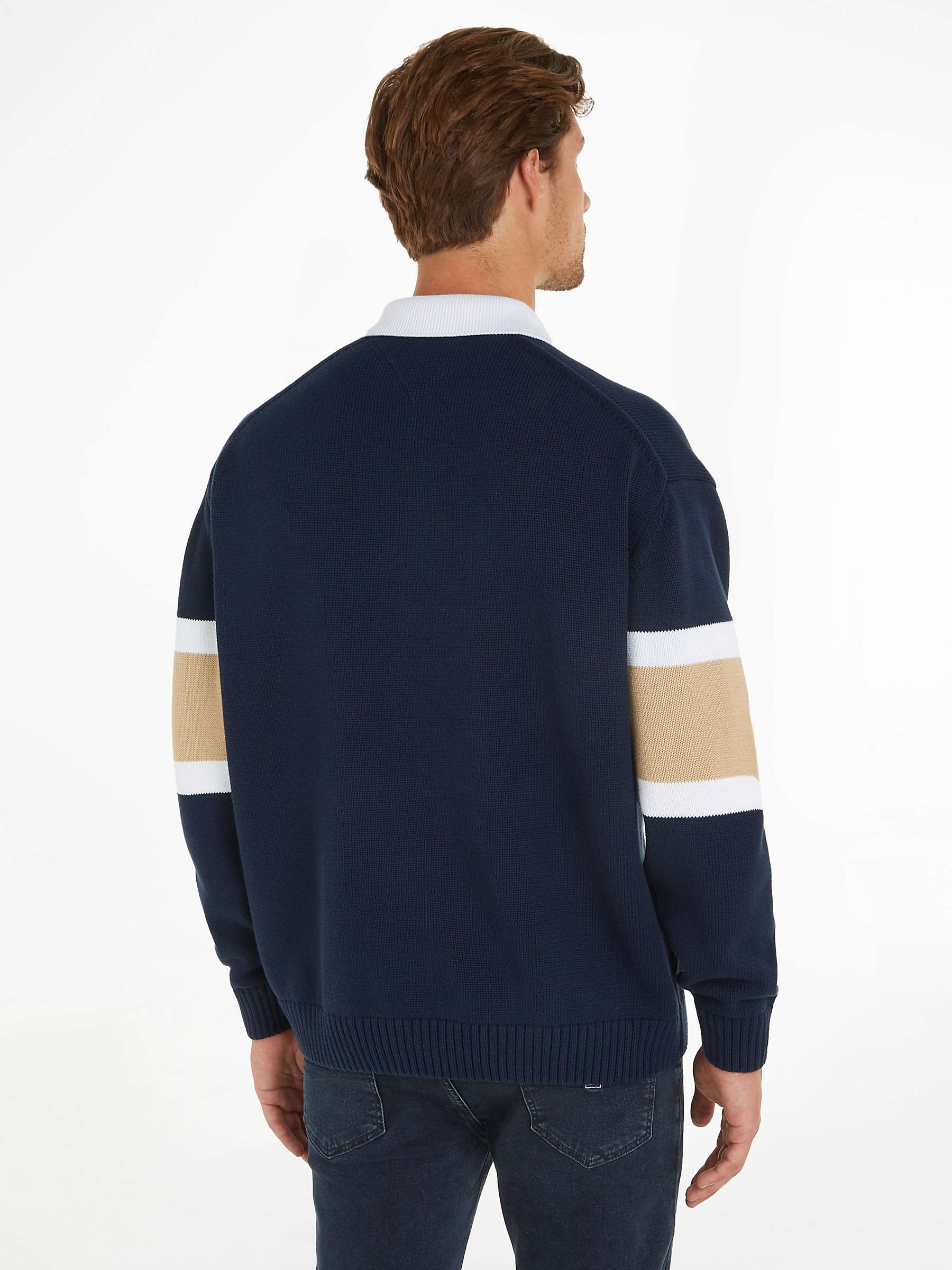 Buy Tommy Hilfiger Organic Cotton Relaxed Rugby Polo Shirt, Dark Night Navy Online at johnlewis.com