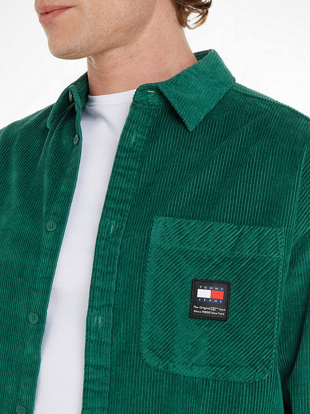 Tommy Jeans Relaxed Corduroy Long Sleeve Shirt, Court Green
