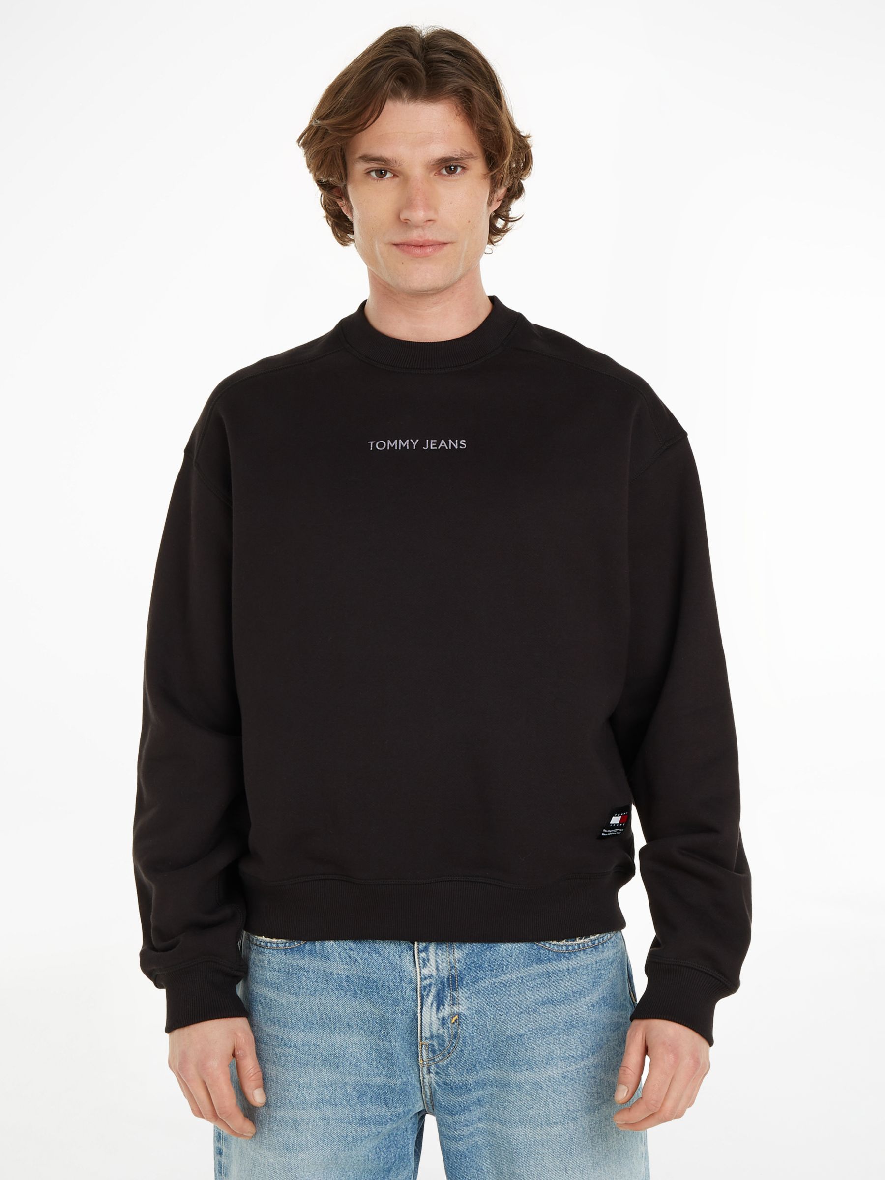 Tommy Jeans Boxy Jumper, Black at John Lewis & Partners