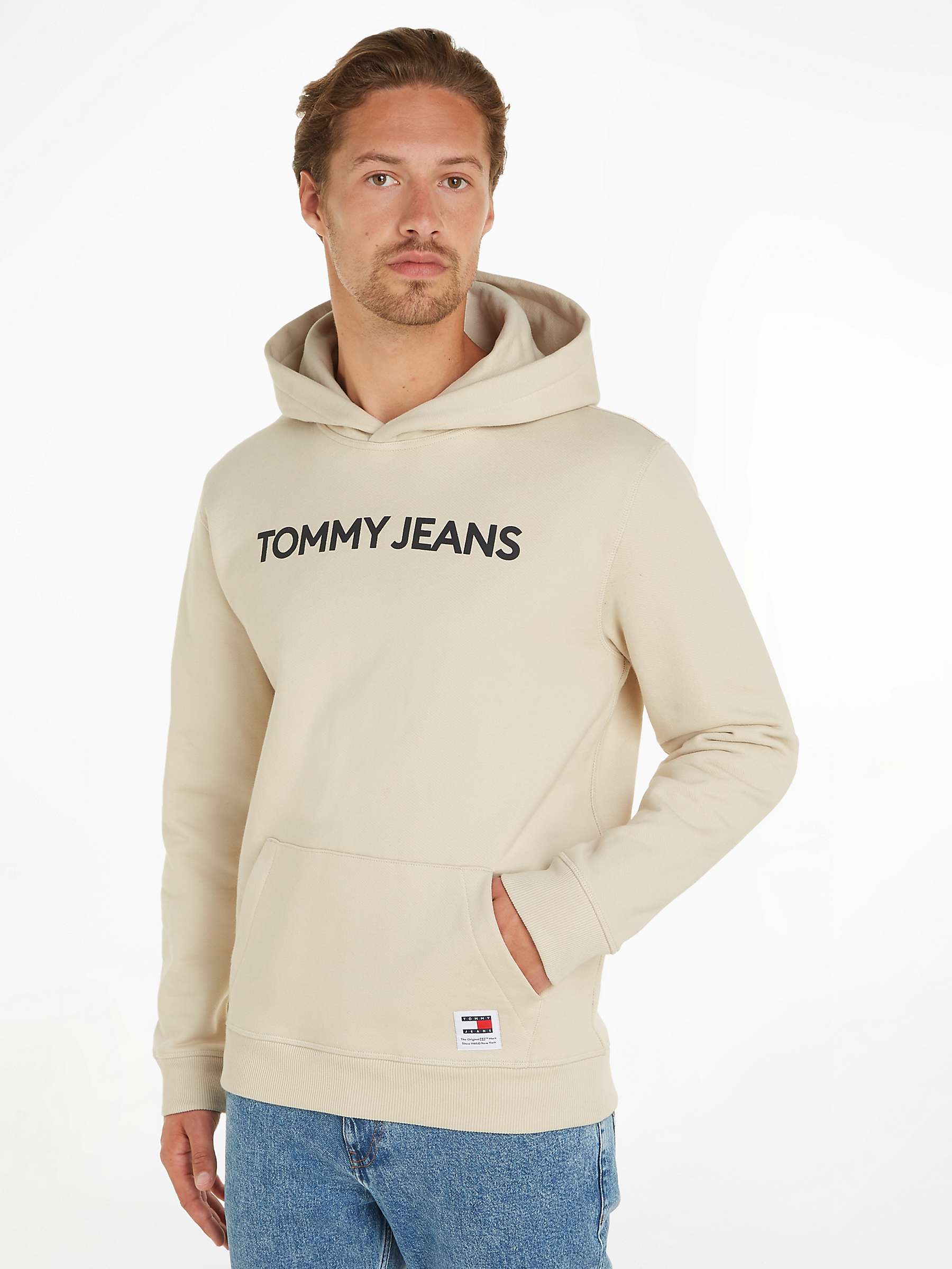 Buy Tommy Jeans Classic Pullover Hoodie, Light Brown Online at johnlewis.com